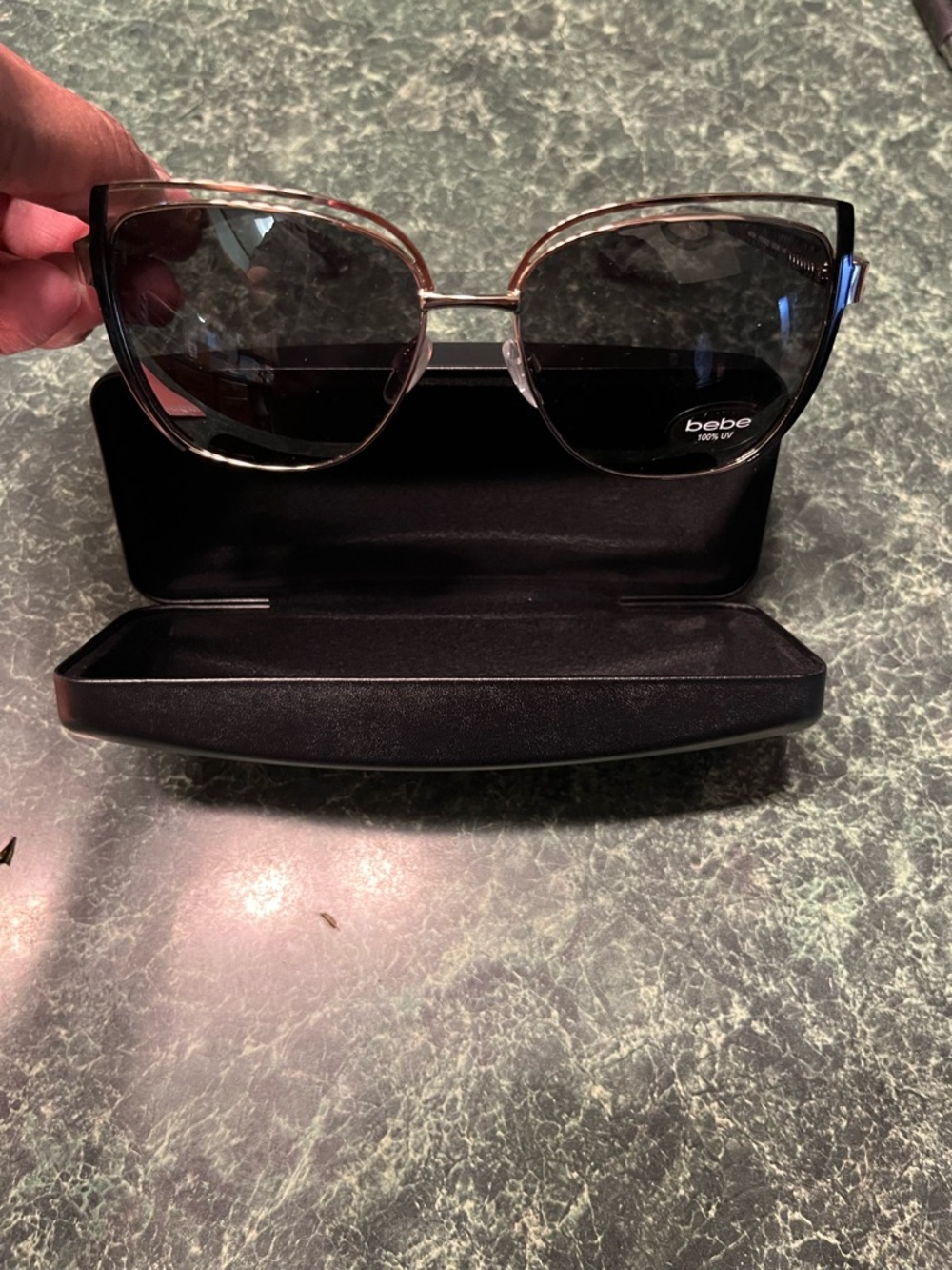 Black and Gold Cat-Eye Sunglasses